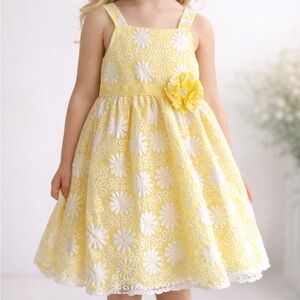 Rare Editions Girls Yellow Floral Dress – Size 6